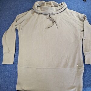 Victorias Secret Cowl Neck Sweatshirt Taupe Brown Angel Wing Logo Tunic Womens M